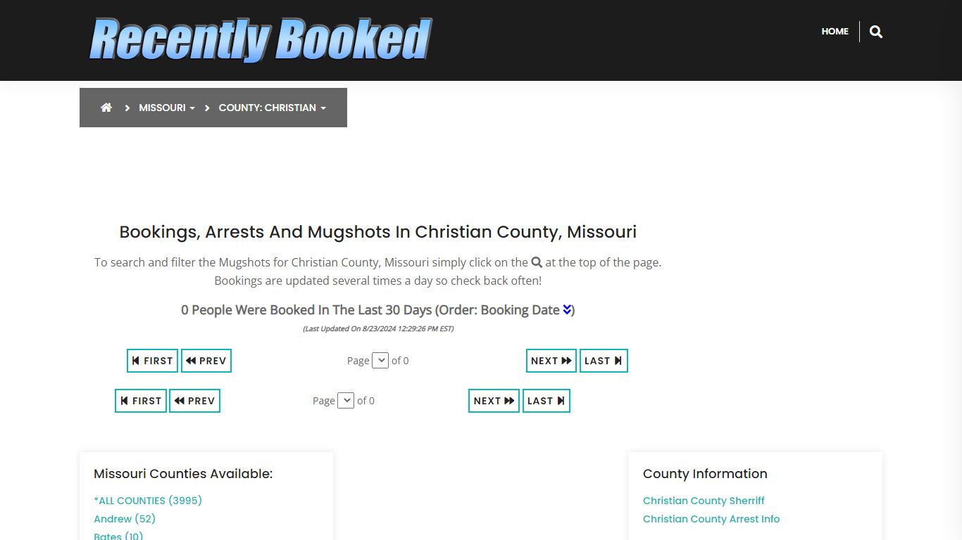 Bookings, Arrests and Mugshots in Christian County, Missouri