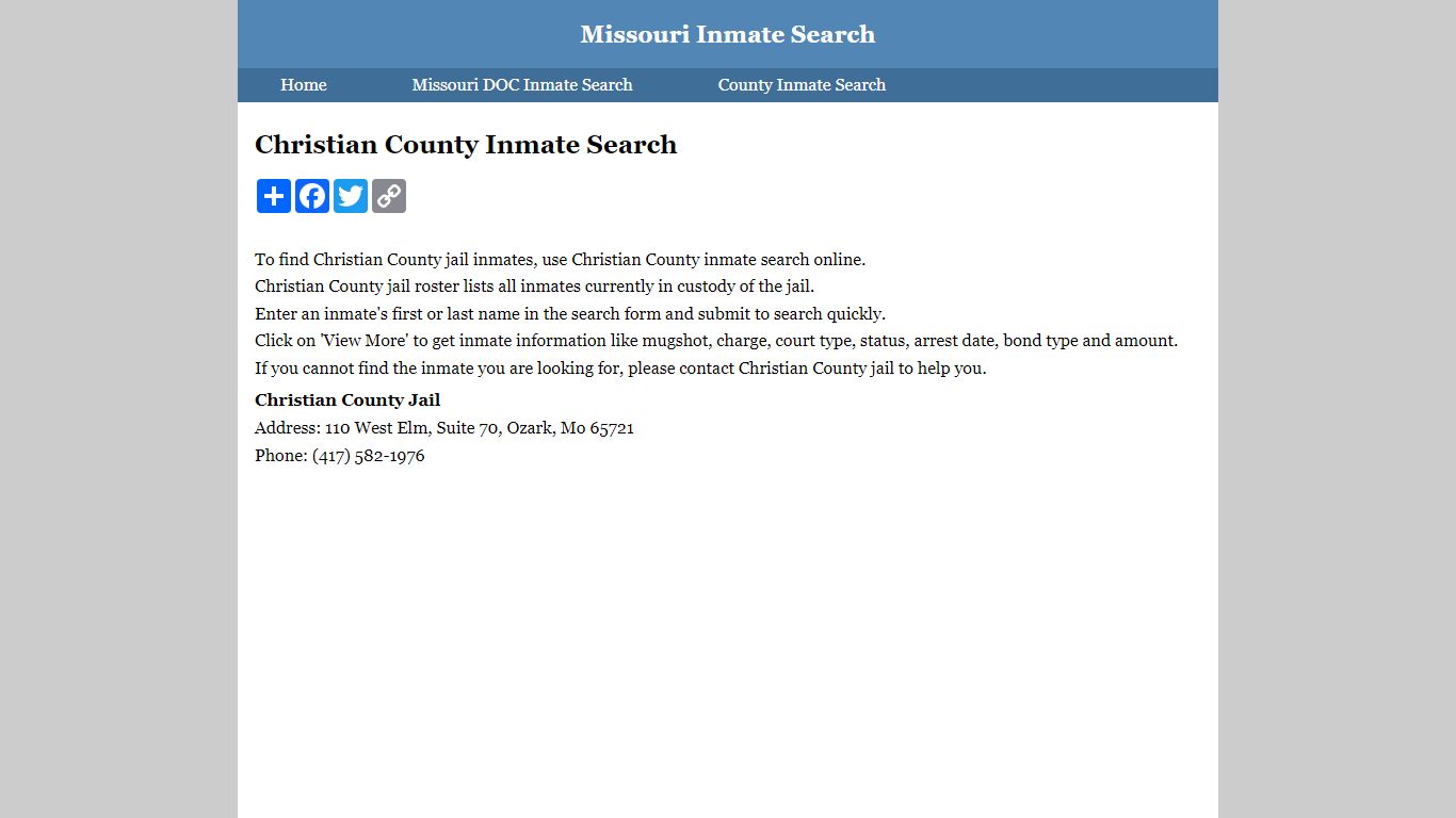 Christian County Inmate Search